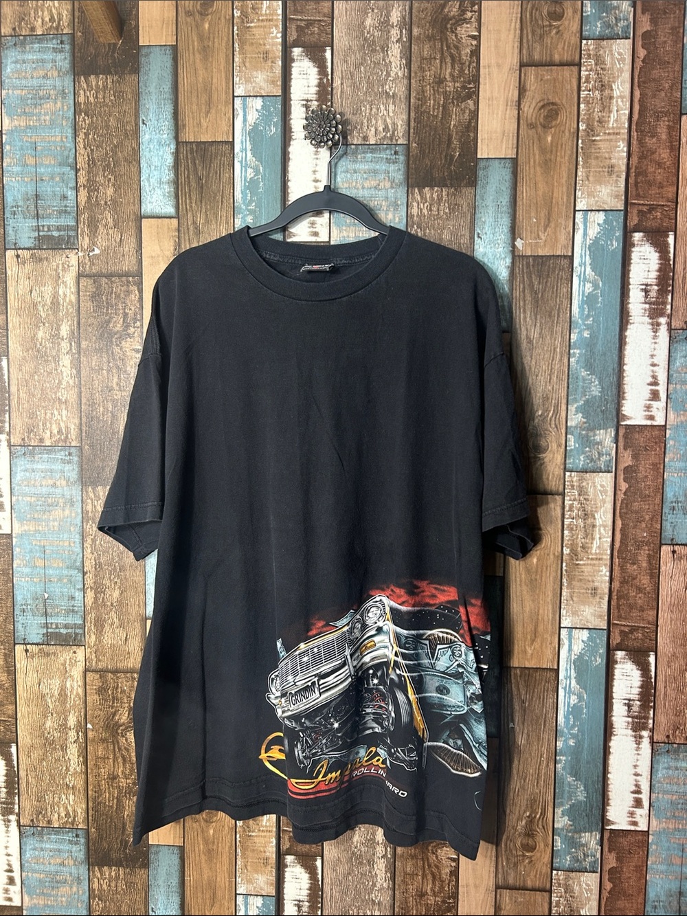 Impala Black Graphic Short Sleeve Men’s Crewneck T-Shirt with Car Illustration